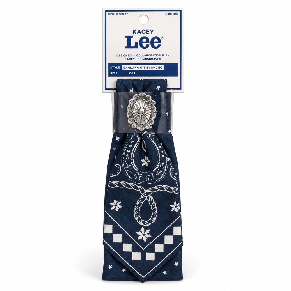 Lee x Kacey Musgraves Bandana with Concho Unisex Cotton Red Navy Western Cowgirl - Picture 3 of 15